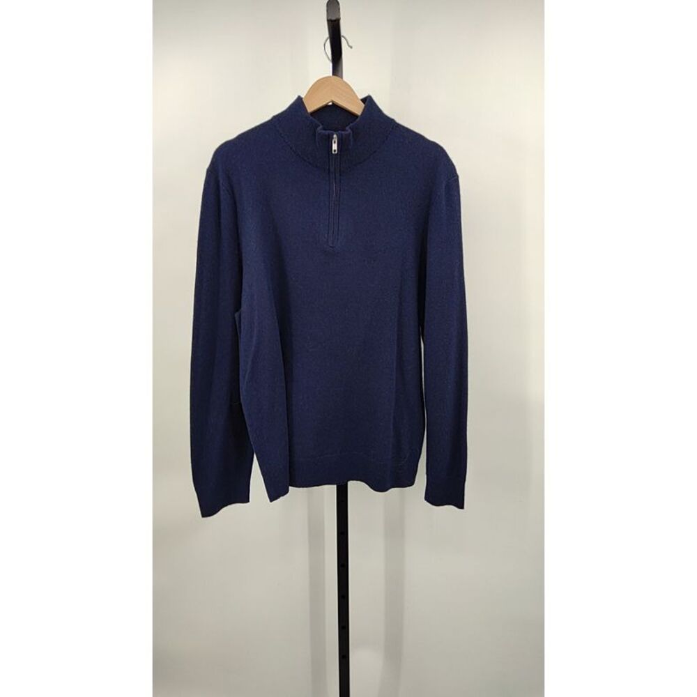 Quince Men's Mongolian Cashmere Quarter Zip Sweater - Navy - XL